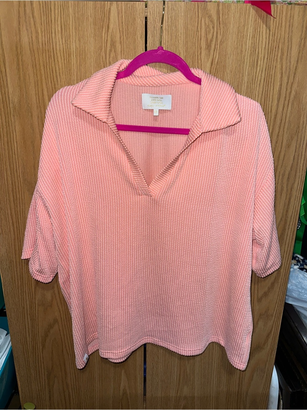 Simply Southern Womens XL Coral Knit Collared Top